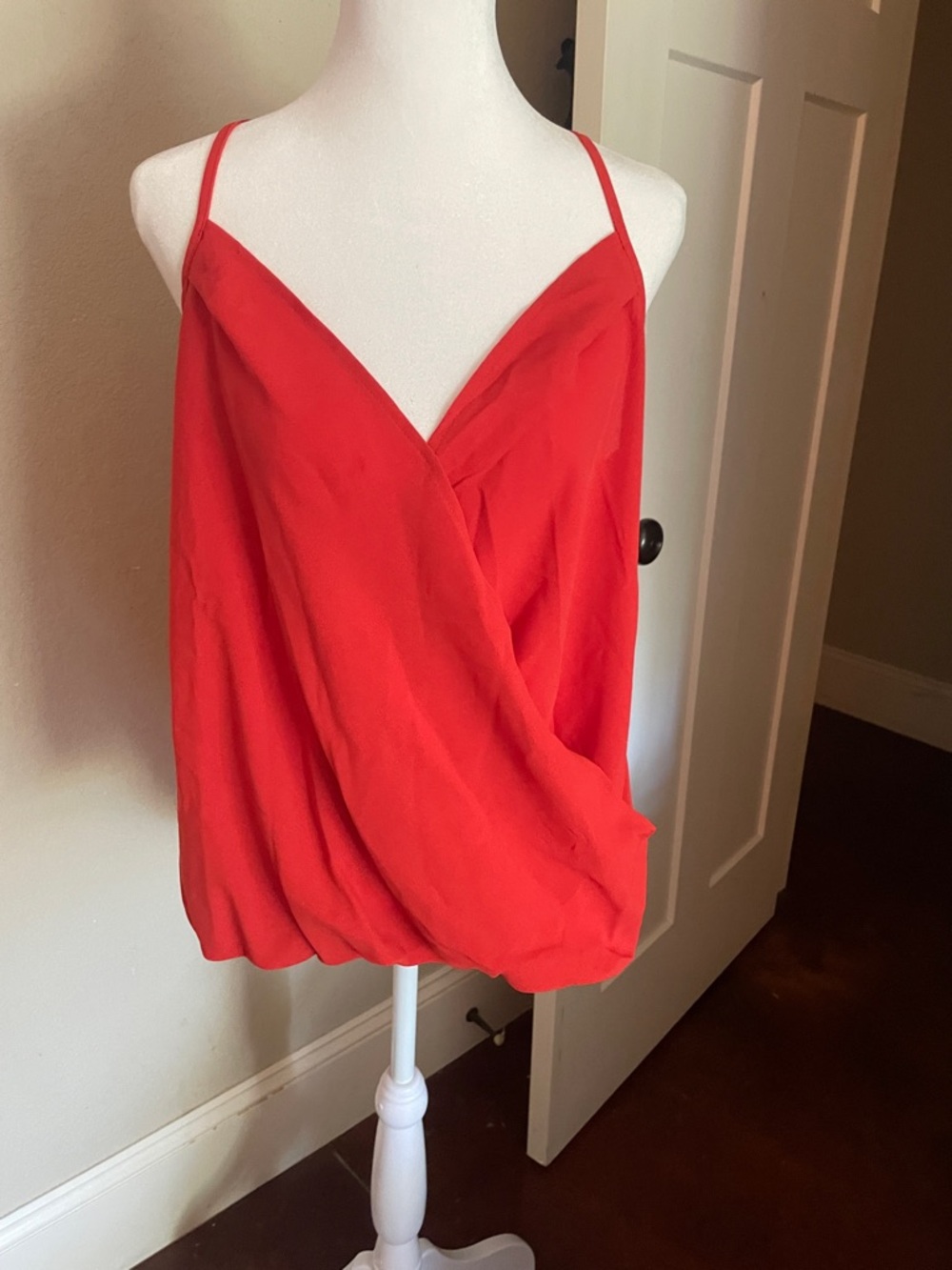 SHEIN Bright Red Wrap-Front Spaghetti Strap Camisole